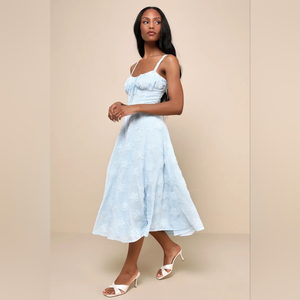 Lulu's Light Blue Midi Dress - Picture 3 of 11